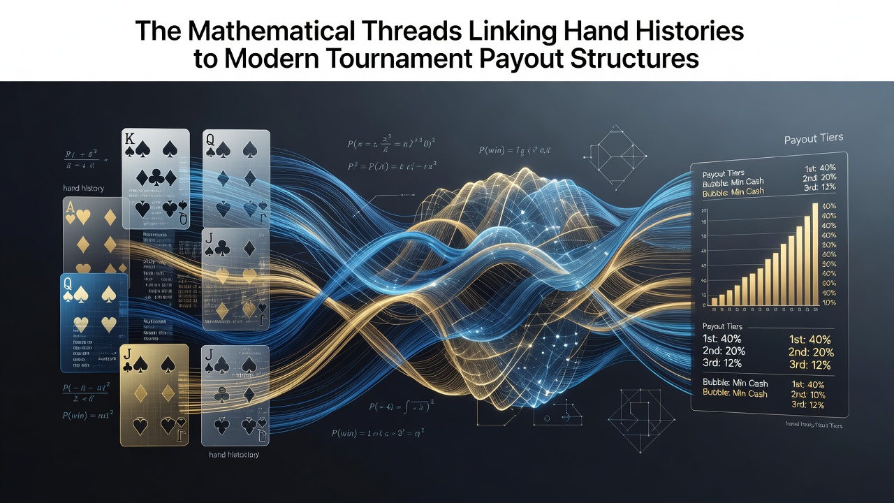 Diagram showing mathematical models connecting poker hand data with payout calculations